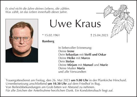 Anzeige von Uwe Kraus von MGO