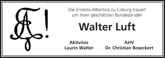 Anzeige von Walter Luft von MGO