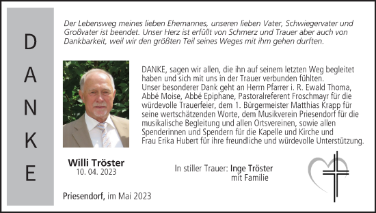 Anzeige von Willi Tröster von MGO