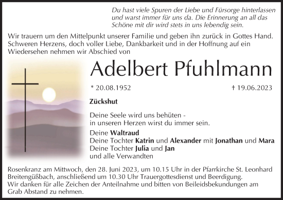 Anzeige von Adelbert Pfuhlmann von MGO