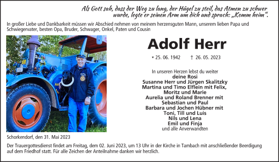 Anzeige von Adolf Herr von MGO