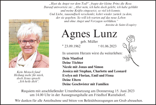 Anzeige von Agnes Lunz von MGO
