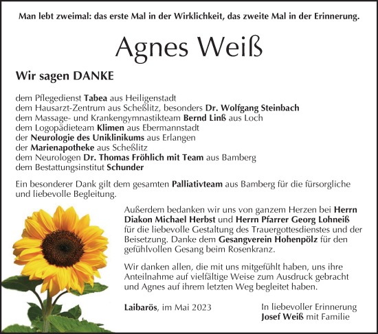 Anzeige von Agnes Weiß von MGO