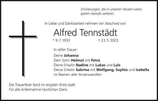 Anzeige von Alfred Tennstädt von MGO
