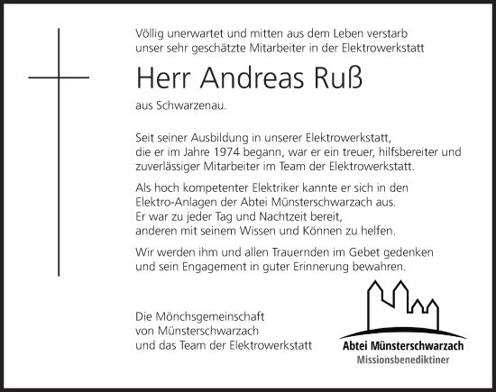 Anzeige von Andreas Ruß von MGO