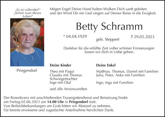 Anzeige von Betty Schramm von MGO