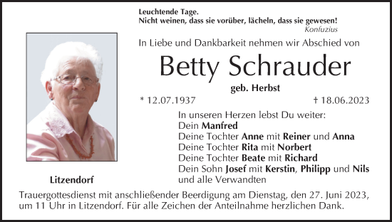 Anzeige von Betty Schrauder von MGO