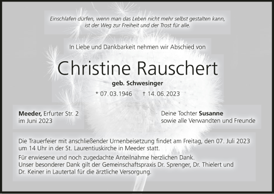 Anzeige von Christine Rauschert von MGO