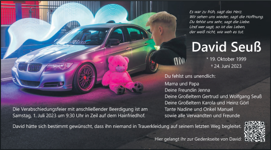 Anzeige von David Seuß von MGO