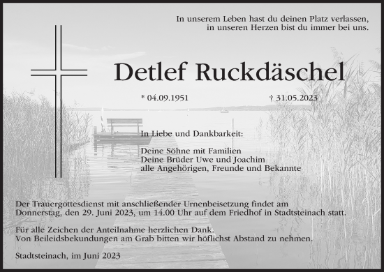 Anzeige von Detlef Ruckdäschel von MGO