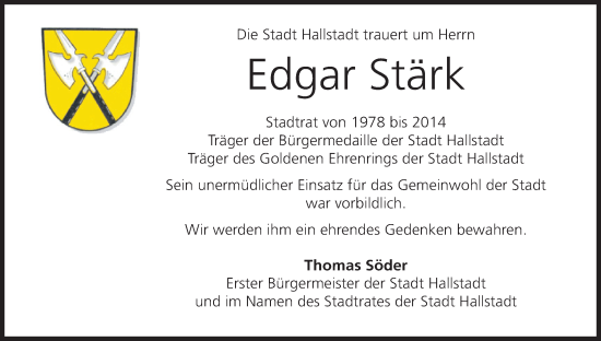 Anzeige von Edgar Stärk von MGO