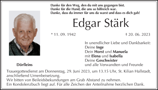 Anzeige von Edgar Stärk von MGO