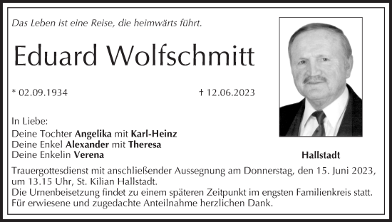 Anzeige von Eduard Wolfschmitt von MGO