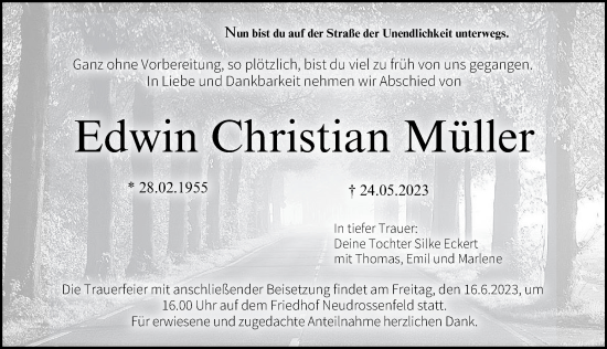 Anzeige von Edwin Christian Müller von MGO