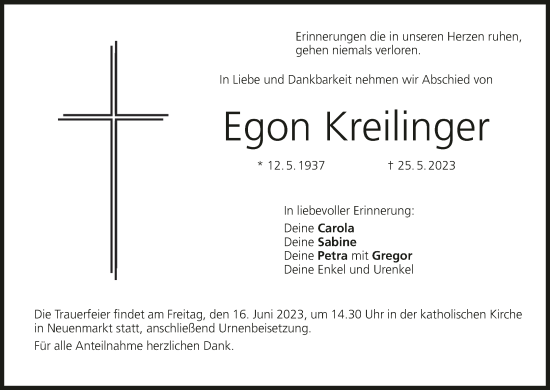 Anzeige von Egon Kreilinger von MGO