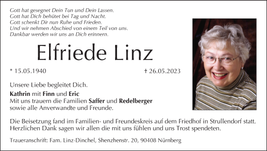 Anzeige von Elfriede Linz von MGO