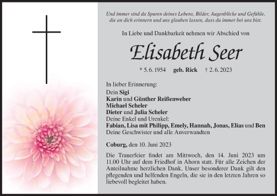 Anzeige von Elisabeth Seer von MGO