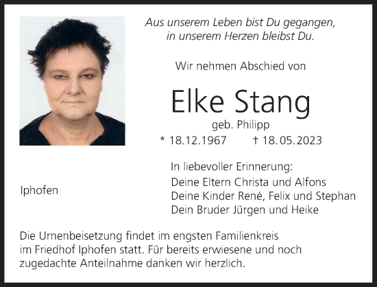 Anzeige von Elke Stang von MGO