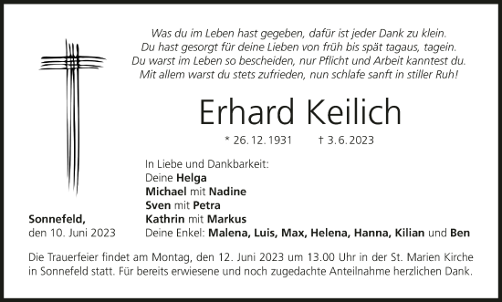 Anzeige von Erhard Keilich von MGO