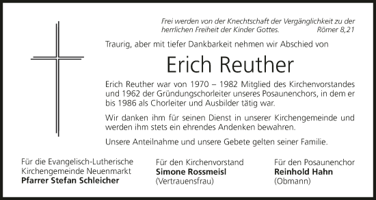 Anzeige von Erich Reuther von MGO