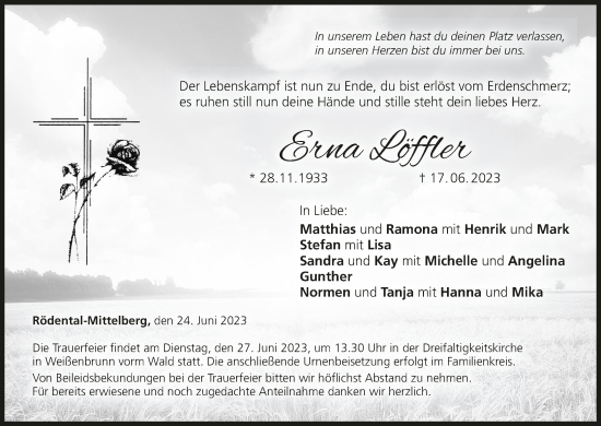 Anzeige von Erna Löffler von MGO