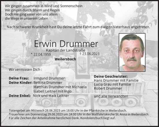 Anzeige von Erwin Drummer von MGO