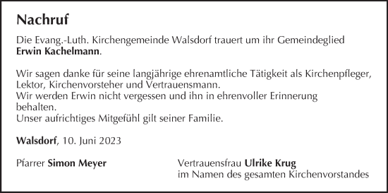 Anzeige von Erwin Kachelmann von MGO