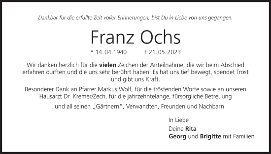 Anzeige von Franz Ochs von MGO