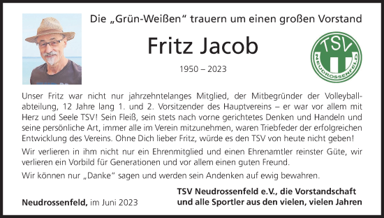 Anzeige von Fritz Jacob von MGO
