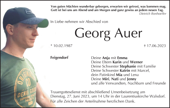 Anzeige von Georg Auer von MGO