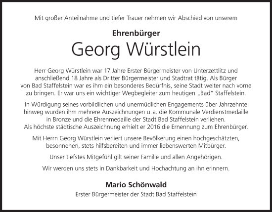 Anzeige von Georg Würstlein von MGO