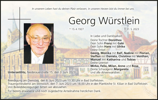 Anzeige von Georg Würstlein von MGO