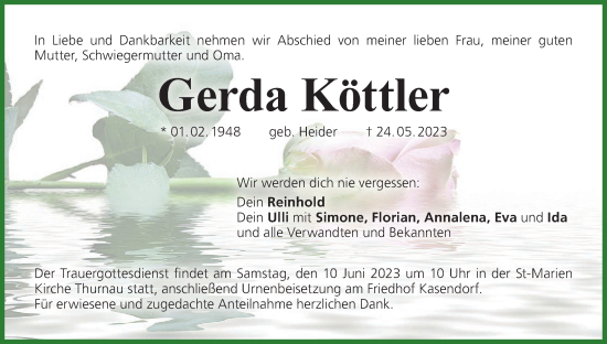 Anzeige von Gerda Köttler von MGO