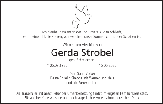 Anzeige von Gerda Strobel von MGO