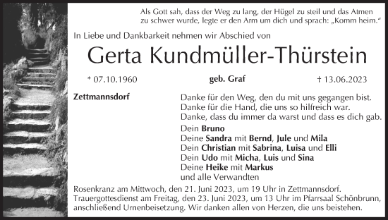 Anzeige von Gerta Kundmüller-Thürstein von MGO