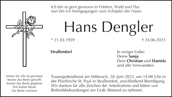 Anzeige von Hans Dengler von MGO