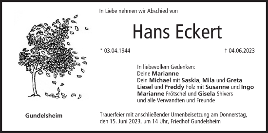 Anzeige von Hans Eckert von MGO