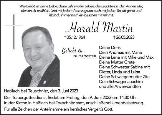 Anzeige von Harald Martin von MGO