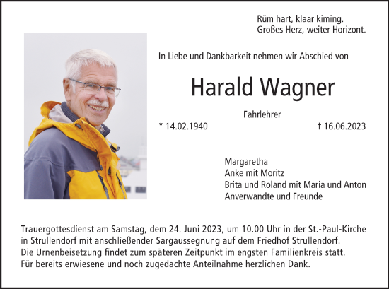 Anzeige von Harald Wagner von MGO