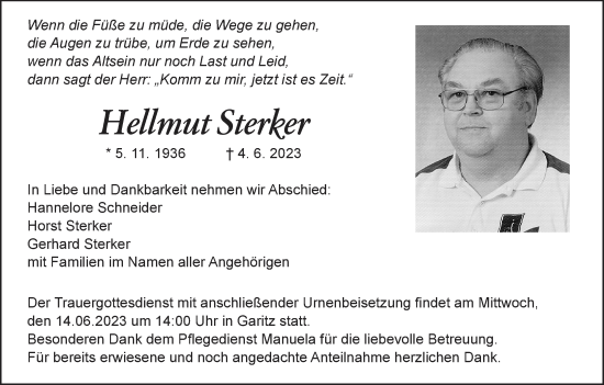 Anzeige von Hellmut Sterker von MGO