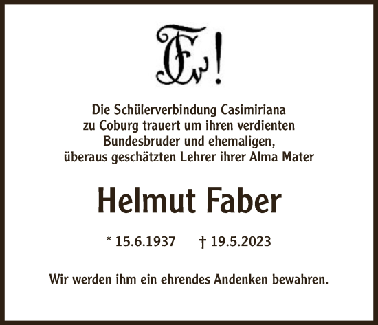 Anzeige von Helmut Faber von MGO
