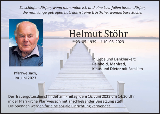 Anzeige von Helmut Stöhr von MGO