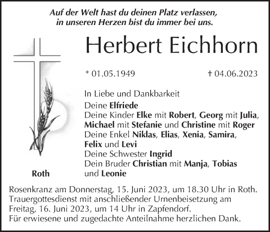 Anzeige von Herbert Eichhorn von MGO