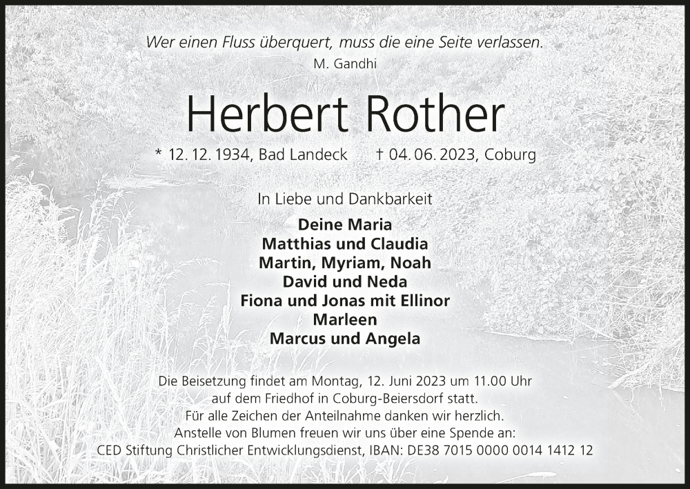  Traueranzeige für Herbert Rother vom 10.06.2023 aus MGO