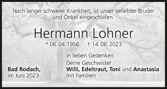 Anzeige von Hermann Lohner von MGO