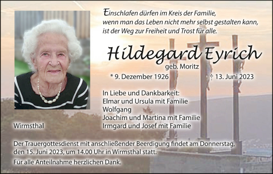 Anzeige von Hildegard Eyrich von MGO