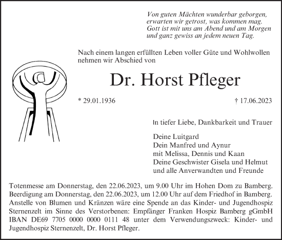 Anzeige von Horst Pfleger von MGO
