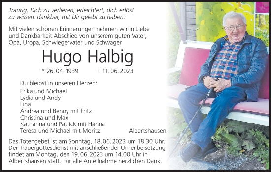 Anzeige von Hugo Halbig von MGO