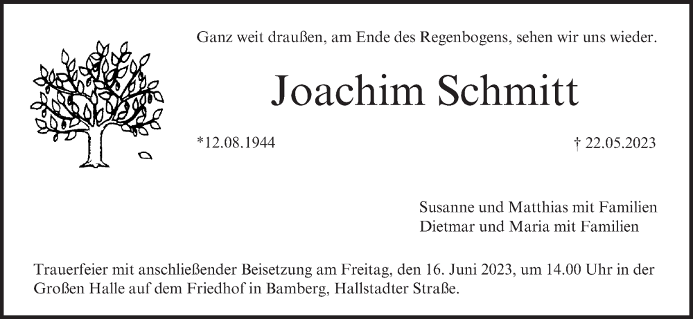  Traueranzeige für Joachim Schmitt vom 10.06.2023 aus MGO