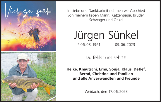 Anzeige von Jürgen Sünkel von MGO